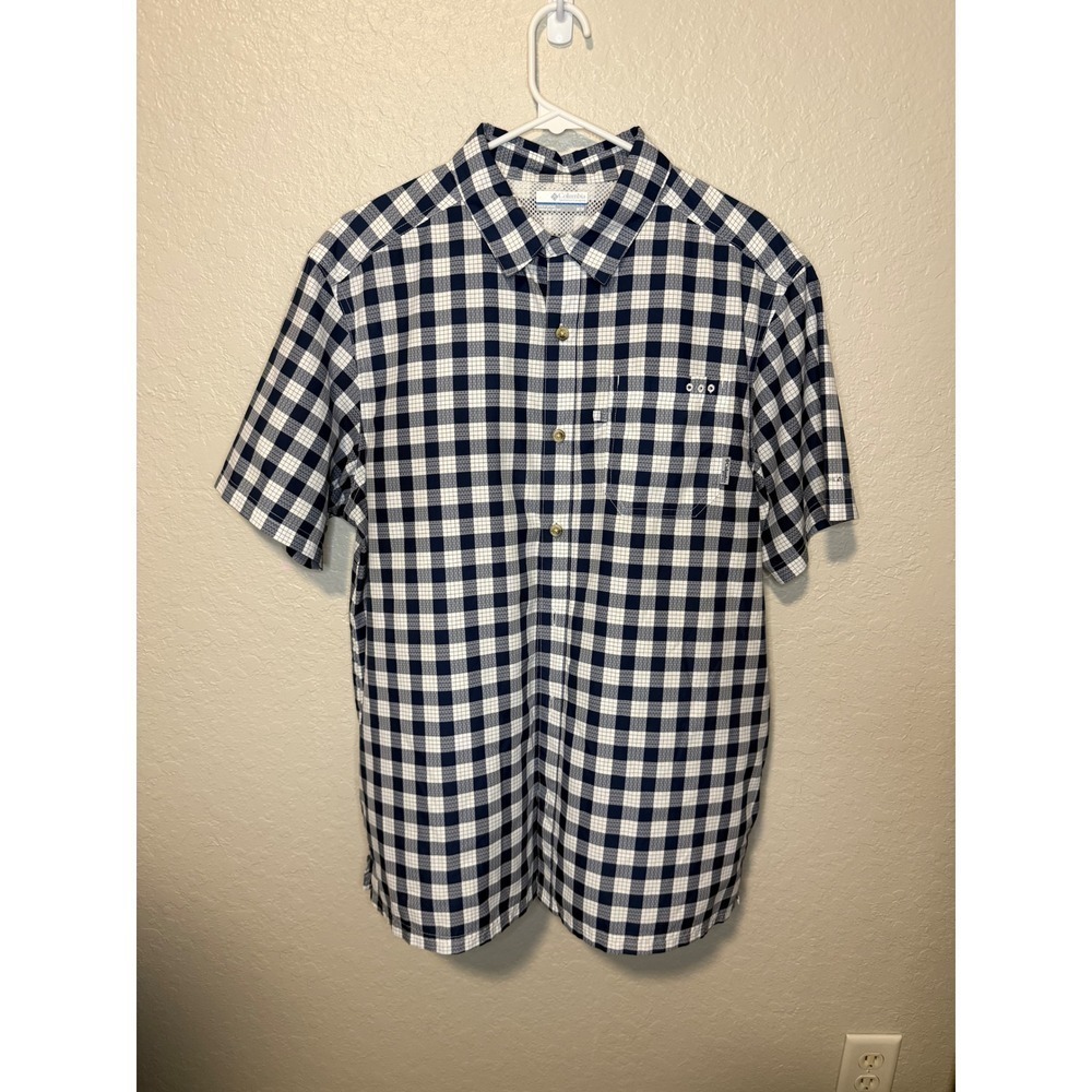 Columbia Mens Shirt Medium M Plaid Button Up Short Sleeve Casual